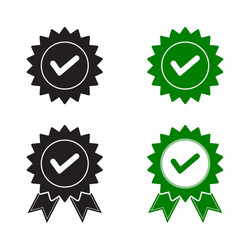 medal check mark icon for certified products vector