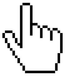 pixel hand cursor retro press pointer symbol vector image