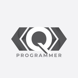 programmer logo with letter q design code icon vector image