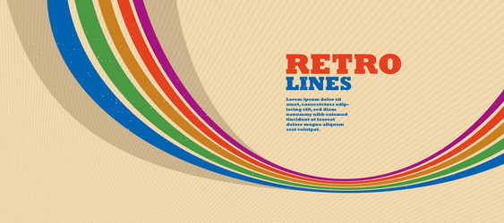 retro style abstract background with curve lines vector image