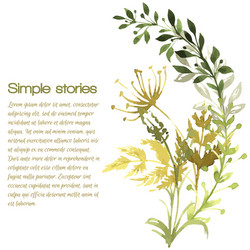 Watercolor Herbs & Floral Background Vector Image