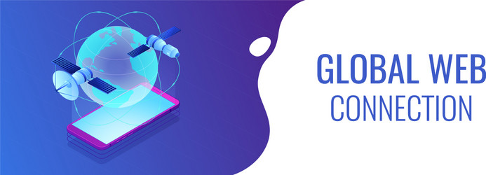 Global web connection isometric 3d banner header vector