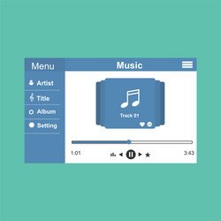 media player application app template with flat vector image