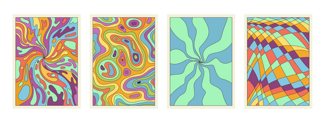 Psychedelic Retro Patterns Set vector image