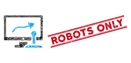 Remote monitoring mosaic and distress robots only vector