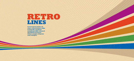 retro style abstract background with curve lines vector image