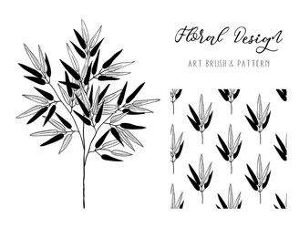 bamboo branch design art brush and pattern vector