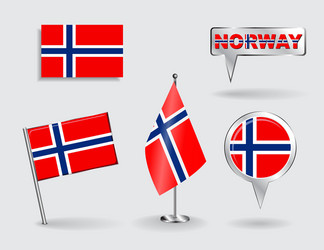 Norwegian Map Pointer Flags Set vector image