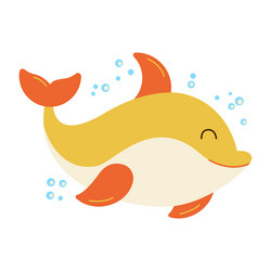 Smiling Dolphin Cartoon Vector Image