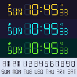 alarm clock lcd display font electronic clocks vector