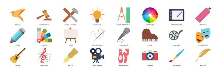Art icon set design and drawing symbols Royalty Free Vector