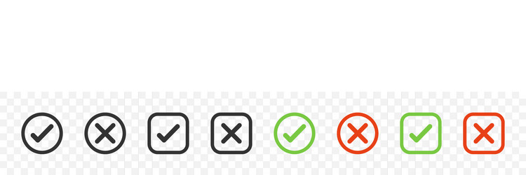 check mark with cross icons in square vector