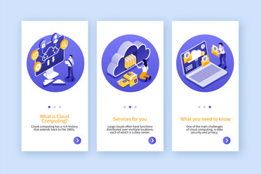 cloud computing services app design in isometric vector image
