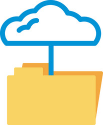 cloud computing with folder lineal color style vector image
