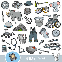 Colorful set of gray color objects visual vector