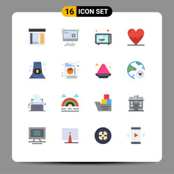 mobile interface flat color set 16 pictograms vector image