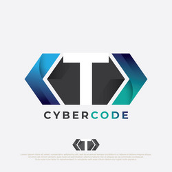programmer logo with letter t design code icon vector image