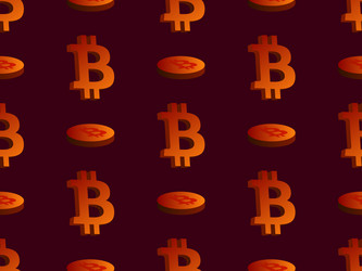 3d coins and bitcoin symbol seamless pattern vector image