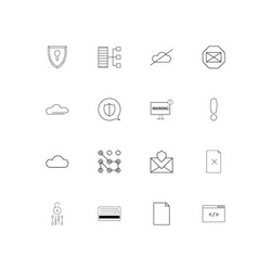 cyber security linear thin icons set outlined vector image