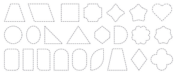 dashed line frames dash dotted square circle vector image