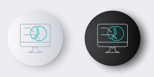 line computer monitor with graph chart icon vector image
