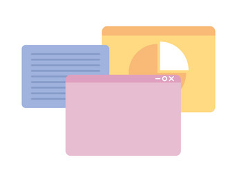 open multiple webpages in browser semi flat color vector image