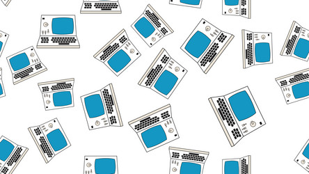 Seamless pattern endless computer with old retro vector