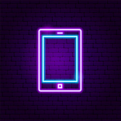 tablet gadget neon label vector