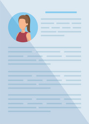 Female curriculum vitae document Royalty Free Vector Image