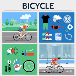 Flat bicycle square concept vector