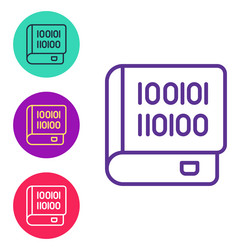 Set line books about programming icon isolated vector