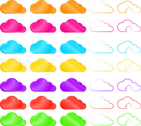 set of internet clouds different color forms vector image