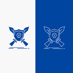 badge emblem game shield swords line and glyph vector image