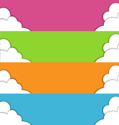 Four multicolored spring banners with clouds vector