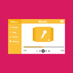 media player application app template with flat vector image
