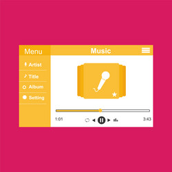 media player application app template with flat vector