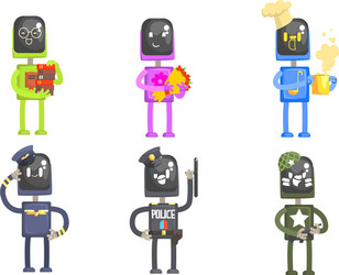 robots different professions collection vector image