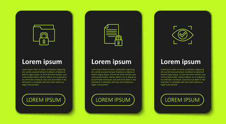 Set line folder and lock document eye scan vector