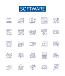 Software line icons signs set design collection vector