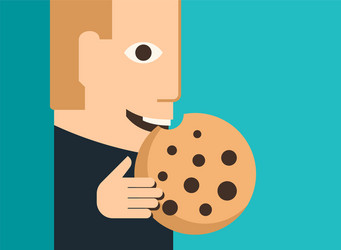 Accept cookies - abstract character eating big one vector