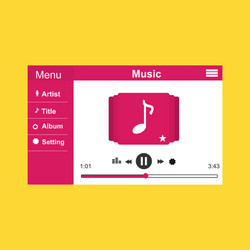 media player application app template with flat vector image