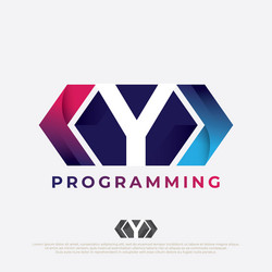 programmer logo with letter y design code icon vector image