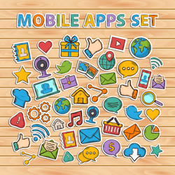 Mobile apps scrap setscrapbook setsticker vector