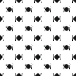 plate with spoon and fork pattern simple style vector image