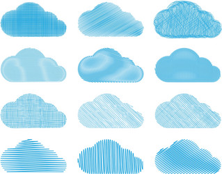 set of clouds with different types pencil vector