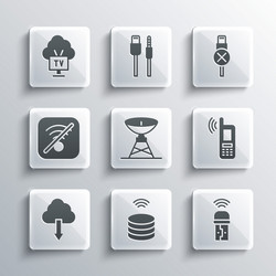 set smart data server usb wireless adapter vector image