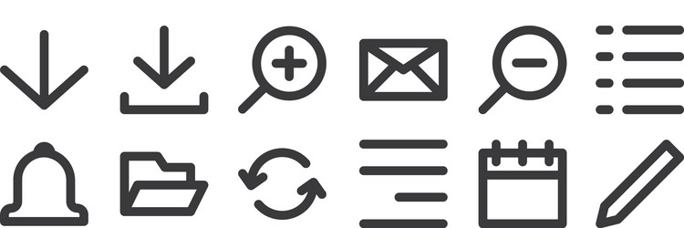 12 set linear user interface icons thin vector