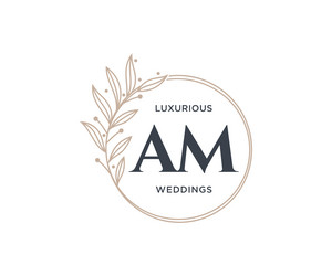 Am initials letter wedding monogram logos Vector Image