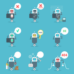 Modern robots icons set chat bot artificial vector