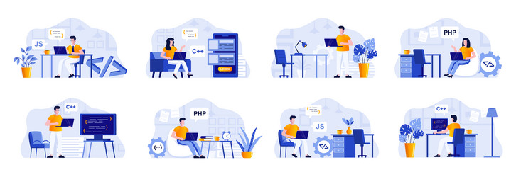 Programming Developers Scene vector image